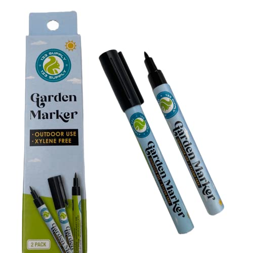 Garden Marker Pen (2 Pack) Weather Resistant, UV Fade Resistant Black Permanent Markers for Plant Labels - size: 2 Pack Marker Pens (No Plant Tags)