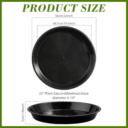 6 Pack 22 inch Plant Saucers for 19 inch Planters, Modern Matte Finish 18 20 22 25 inch Flower Pot Drip Tray Base for Indoors Outdoors, Heavy Duty Plant Trays to Catch Water, Black - size: 22 inch