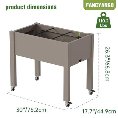 Fancyango Raised Garden Bed with Wheels 26.3" H -Gray - color: Gray, size: 26.3"H