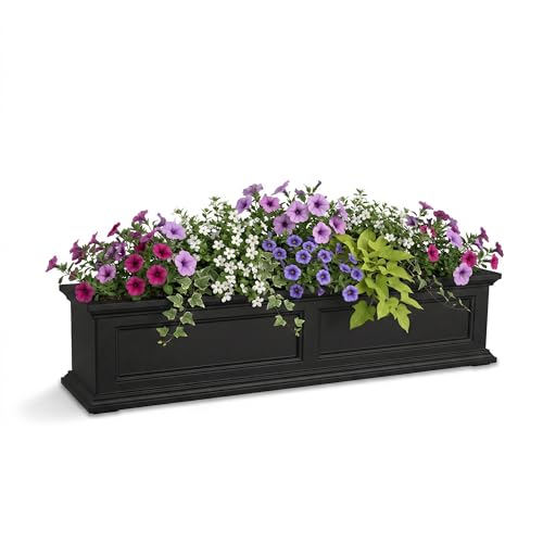Mayne Fairview 48in Self-Watering Rectangular Window Box Planter, Black - color: Black, size: 48in