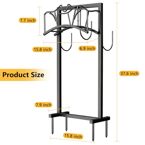 Garden Hose Holder Holds 2 x 150FT Hoses, Freestanding Hose Holder with 4 Spikes, Rustproof Water Hose Holder Storage for Outside Yard Lawn Farm