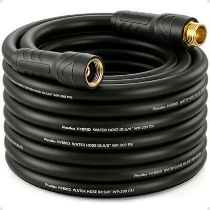 Garden Hose 50 ft x 5/8", NON-EXPANDABLE Heavy Duty Premium Flexible Hose - color: Black, size: 50ft