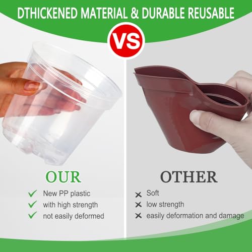 4 Inch Clear Nursery Pots for Plants, Plastic Plant Pot with Drainage Holes, Sturdy Seed Starter Pots, Small Transparent Seedling Pots with Plant Labels and Soil Screens, Gardening Gifts(30 Pack) - size: 4 Inch-30P