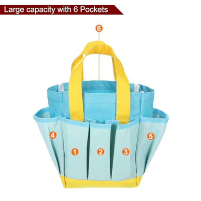 HARFINGTON 2pcs Garden Tool Bag 11.81" x 3.94" x 10.83" Large Oxford Bag with Pockets Garden Tote Bag Gardening Plant Tool Organizer Storage Carrier Store for Outdoor Women Men, Blue