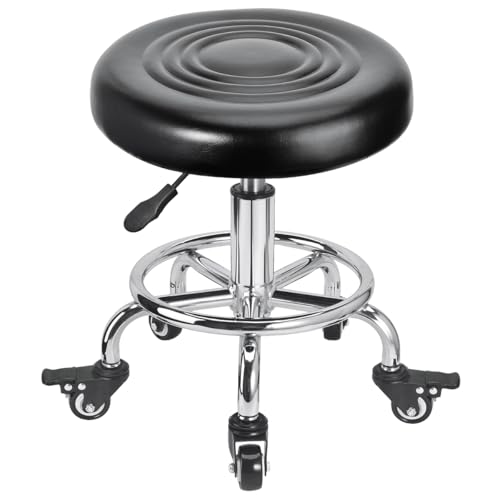 FLOLXNB Rolling Stool Low Roller Seat PU Leather, Rolling Chair Height Adjustable, Garage Stool with Wheels for Manicure Mechanic Home Office Garage Shop (Style 3) - style: Style 3