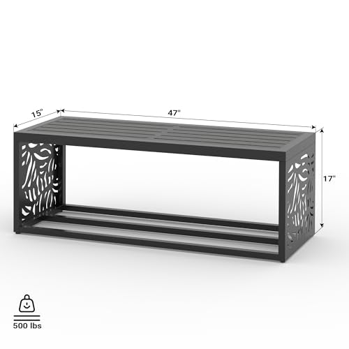 47" Outdoor Storage Bench, HDPE Seat, Steel Frame, Summer - style: Summer Breeze