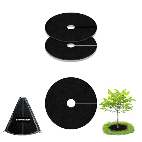 28.3 Inch 2 Pack Non-Woven Tree Mulch Ring for Weed Controlling - size: 28.35 inch