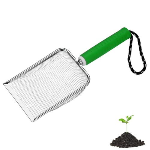 M METERXITY 1-Pack Gardening Soil Sifter, 2 mm Mesh Stainless Steel Portable Gardening Sifter with Soft Handle for Sand/Dirt/Rock Compost [White, Green] - color: White, Green, size: 2X2mm
