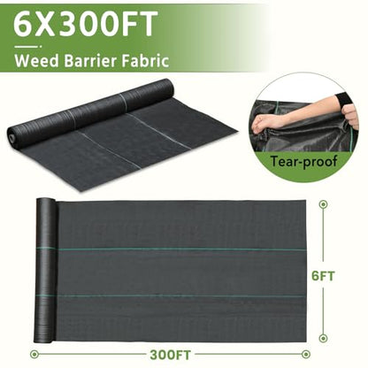 Pattiumo Weed Barrier Fabric 6x300FT Landscape Fabric 3.2oz Weed Barrier Fabric Heavy Duty for Landscaping Fabric Garden Fabric Weed Barrier Weed Blocker Garden Bed Cover, Commercial Driveway - size: 6x300 FT
