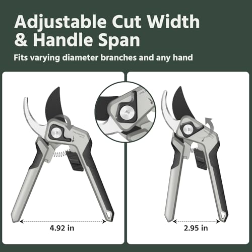 PrunePro Pruning Shears for Gardening Professional Bypass Hand Pruner Up to 1 Inch Cut Capacity Sharp Stainless Steel Blade Garden Scissors Plant Flower Garden Clipper Grey 1 Pack - color: Grey