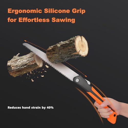 FUJIWARA 10 Inch Folding Pruning Saw - SK4 Steel Blade with 7 TPI and 2 Adjustable Angles for Smooth Cutting, Heavy Duty Hand Saw for Tree Trimming,Camping, Gardening, Bushcraft - size: 10 inch