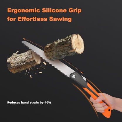 FUJIWARA 10 Inch Folding Pruning Saw - SK4 Steel Blade with 7 TPI and 2 Adjustable Angles for Smooth Cutting, Heavy Duty Hand Saw for Tree Trimming,Camping, Gardening, Bushcraft - size: 10 inch
