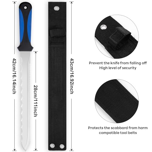 Insulated knife: Sod Cutter Knife for outdoor garden budding, Garden Knife with Double-Edged 11.14-inch sharp, easy to carry - color: Long Blue01
