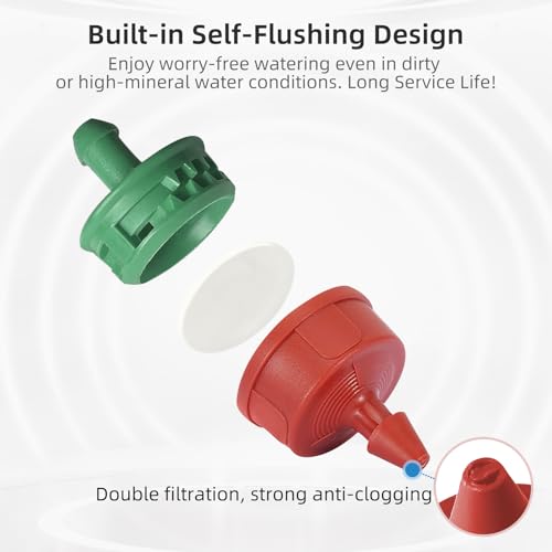 60PCS 0.25 GPH Pressure Compensating Drip Irrigation Spot Watering Drippers/Emitters, Self-Cleaning Constant Flow Drip Irrigation Emitters Heads Irrigation Drippers Parts for Drip Irrigation System - color: 60PCS, size: 0.25 GPH