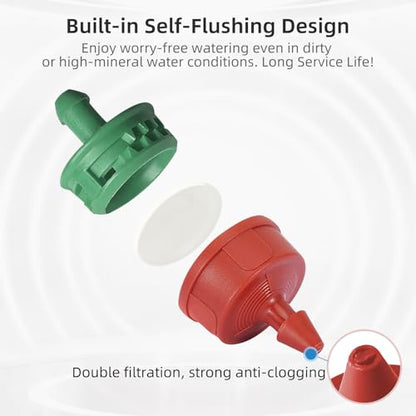 60PCS 0.25 GPH Pressure Compensating Drip Irrigation Spot Watering Drippers/Emitters, Self-Cleaning Constant Flow Drip Irrigation Emitters Heads Irrigation Drippers Parts for Drip Irrigation System - color: 60PCS, size: 0.25 GPH