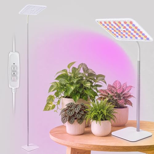 BESTVA 18W Grow Lights for Indoor Plants with Stand, Full Spectrum LED Plant Light for Indoor Plants,12-59 Inches Height Adjustable Growing Lamp with Auto On/Off Timer 4H/8H/12H, 4 Dimmable Brightnes