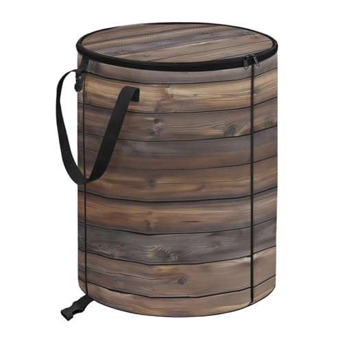 BIGCARJOB Collapsible Trash Can Wood Grain Camper Trash Can with Lid, 22.83x17.71, Water Proof Bag Outdoor Garbage Bin Storage Accessories, 23 Gallons - color: Brown Wood Grain
