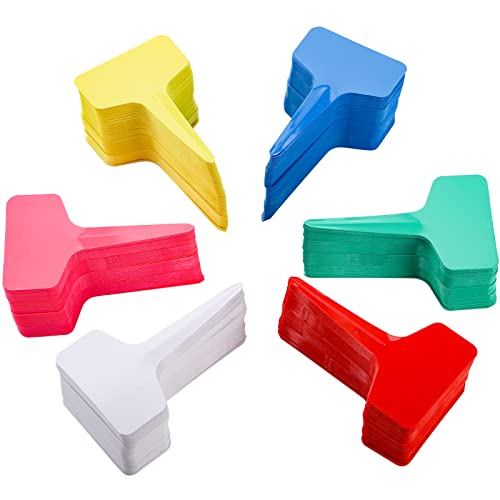 Foraineam 600 Pieces T-Type Plant Labels, 6 Colors Plastic Waterproof Plant Tags, Nursery Garden Labels Planting Seedling Stake Tags - size: 2.36 x 3.96 inch