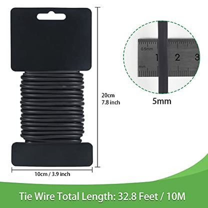 Tenn Well 2Pk 32ft 5mm Plant Ties Soft Garden Wire Black for Tomatoes - color: Black, size: 5mm