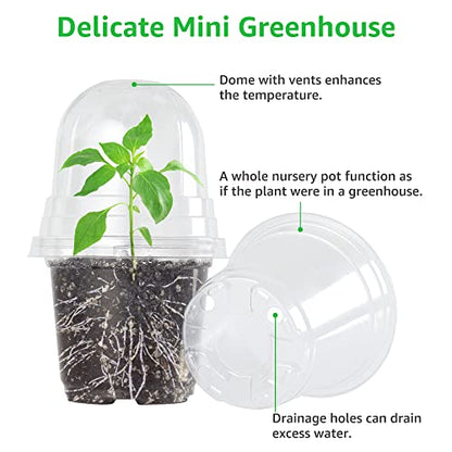 Bonviee Clear Nursery Pots with Humidity Domes, 3.5/4/5 Inch, 36-Pack - size: 3.5/4/5 Inch-36 Packs