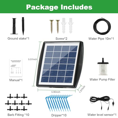 Solar Powered Drip Irrigation System, OHYEAHSPIN Solar Automatic Garden Watering Outdoor Greenhouse Accessories Supported 15 Pots Plants & 6 Timer Modes - size: Supports 10-15 Pots, 6Timing Modes