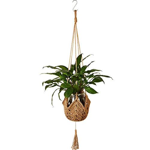 Shappy 1 Pack Boho Macrame Plant Hanger, Large Hanging Planter Plant Holder Pot Hanger Hanging Basket Wall Planters, Plants Lover Gift for Indoor Garden (Classic,Brown) - color: Jute Color, size: Style A