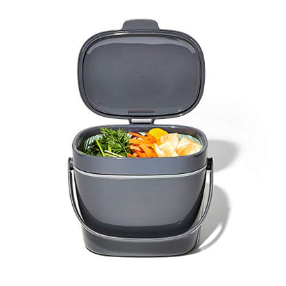 OXO Good Grips Easy-Clean Compost Bin, Charcoal, 1.75 Gal/6.62 L - color: Charcoal, size: 1.75 Gallon