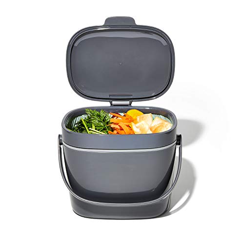 OXO Good Grips Easy-Clean Compost Bin, Charcoal, 6.62 L, 1.75 Gallon (Pack of 4) - color: Charcoal, size: 1.75 Gallon (Pack of 4)