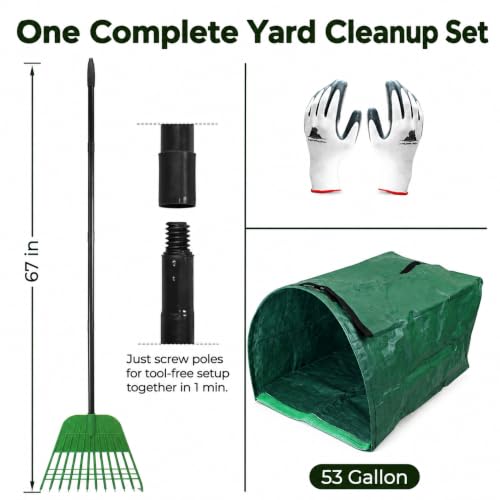 Gardzen 67” Heavy Duty Garden Leaf Rake for Lawns - style: Rake