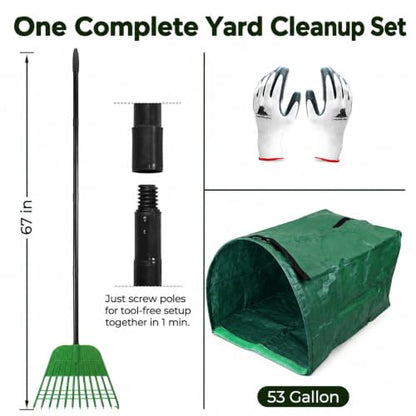 Gardzen 67” Heavy Duty Garden Leaf Rake for Lawns - style: Rake