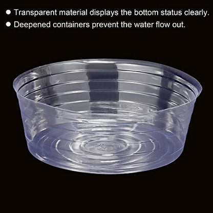 MECCANIXITY Plant Pot Saucer 14 Inch Plastic Round Flower Drip Tray for Indoor Outdoor, Clear Pack of 20 - size: 35.5x12.5cm