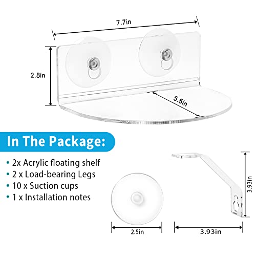 2-Pack Acrylic Window Plant Shelves with Suction Cups & Support Brackets - Semicircular Window Sill Extender for Herb Pots, Succulents, Flower Boxes, Micro Greens | Indoor/Outdoor Use - size: 5.5*7.7IN*2PC Semicircular