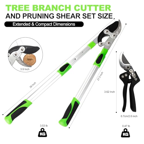 28-38" Extendable Loppers & Pruning Shears Set, SK5 Compound Action 2" Cut - style: 38" Extendable Lopper Set