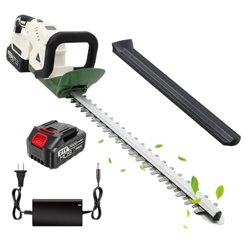 Hedge Trimmer Cordless 20inch with 3000mAh Battery, Electric Handheld Bush Trimmer, 3000RPM Lightweight Battery Powered Bush Clipper for Garden, Yard Care, 180° Rotatable Handle & 3/4'' Blade Gap - color: White