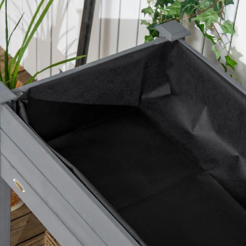 Outsunny Raised Garden Bed Elevated Planter Box 47" x 22" x 33", Dark Gray - color: Dark Gray, size: 47" x 22" x 33"