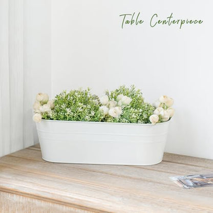 Dahey 15 Inches Railing Planter Box 3 Pcs Metal Hanging Flower Pots, White - color: White