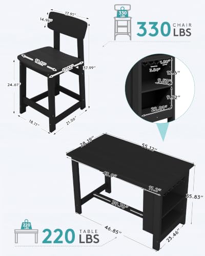 SERWALL 5-Piece Outdoor HDPE Counter-Height Bar Set with 4 Stools, Black - color: Black, size: 5 Piece Bar Set