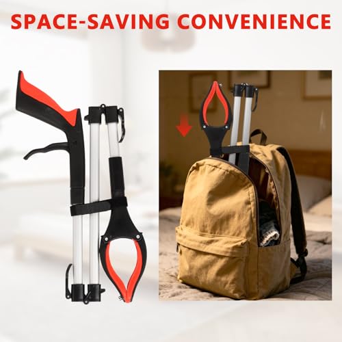 2-Pack Grabber Reacher Tool, 36" Foldable Trash Picker Upper - color: Orange, size: 36"