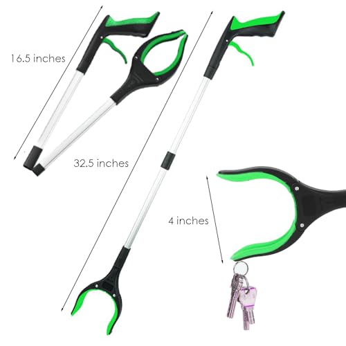 32" Trash Grabber Reacher Tool, Reach Grabbers for Seniors Heavy Duty, Elderly Assistance Products with Magnet Picker Upper, Gripper Pick up Sticks Hand Tools Gripper Pickup Mobility Aids (Green) - color: Green