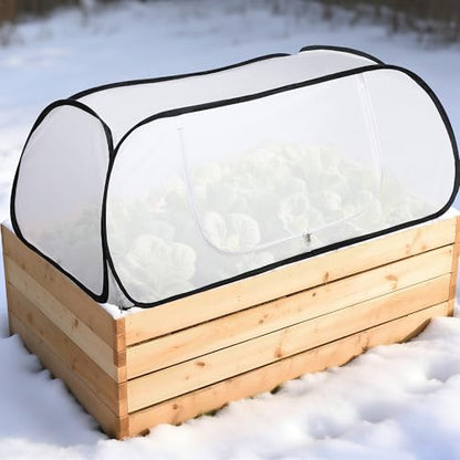 45" x 22" x 16" Pop Up Winter Garden Rows Plant Covers, Raised Garden Beds Vegetable Rows Cold-Proof Plant Protector, Freeze Protection Raised Bed Cover Accelerator for Snow Frost Protection - color: White-1Pc