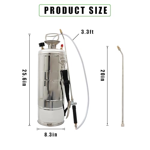 HOSTIC 3 Gallon Stainless Steel Sprayer Hand Pump Sprayer - size: 3 Gallon