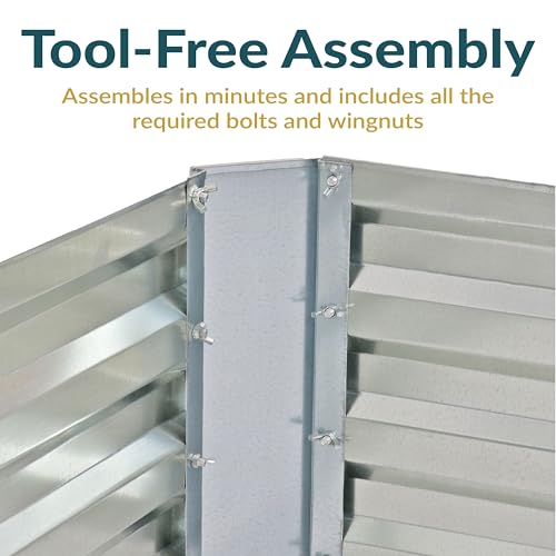 Sunnydaze Rectangle Galvanized Raised Garden Bed for Vegetables & Flowers - color: Silver