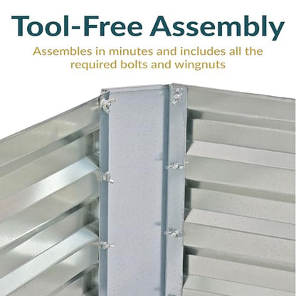 Sunnydaze Rectangle Galvanized Raised Garden Bed for Vegetables & Flowers - color: Silver
