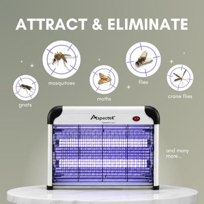 ASPECTEK Electric Bug Zapper, 20W UV Bulbs, Fly, Mosquito, Gnat and Moth Control, Indoor and Covered Outdoor Use for Home, Garage, Patio and Farm, Includes 2 Replacement Bulbs - style: 20W Bug Zapper + 2x10W Bulbs