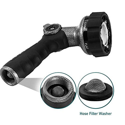 GREEN MOUNT Garden Hose Nozzle, Water Hose Spray Nozzle with Thumb Control On Off Valve for Easy Water Flow Control, Black-grey - color: Black-grey