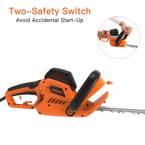 GARCARE 24-Inch Corded Hedge Trimmer Electric 680W 180° Rotating Handle