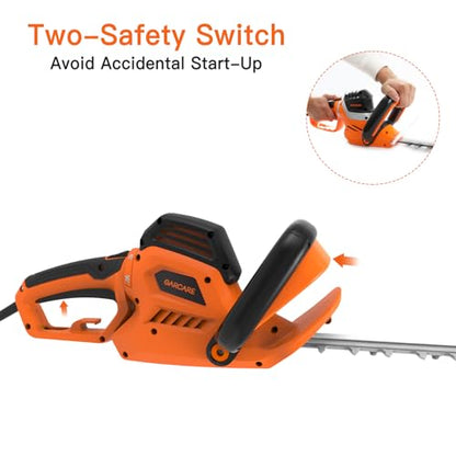 GARCARE 24-Inch Corded Hedge Trimmer Electric 680W 180° Rotating Handle