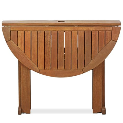 Furinno TIOMAN Outdoor Gateleg Round Patio Table, Natural - size: Gateleg Folding Table 35-inch Wide