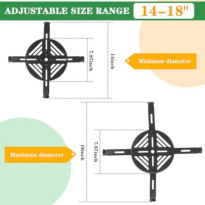 Adjustable Heavy Duty Metal Plant Risers , Fit Round Square Tapered Pots - size: Adjustable Size Range:14-18"- 2Pack