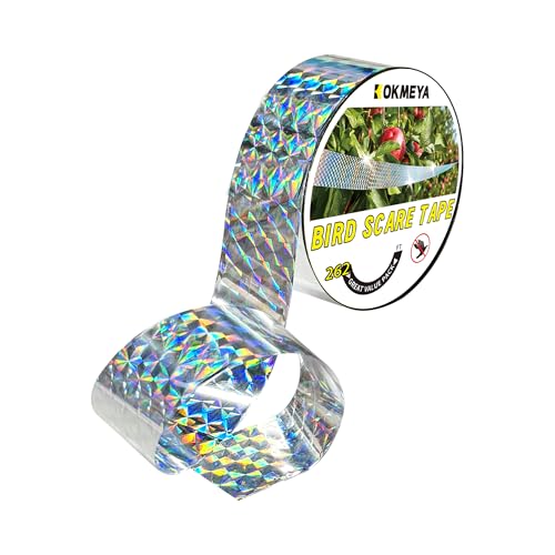 Bird Scare Tapes 262FT*1 Reflective Flash Tape for Birds, Bird Scare Device Double Side Ribbon Scare Birds Away for House, Garden, Yard, Orchard, Patio, Outdoor - size: 262ft*1-Roll-Packaging
